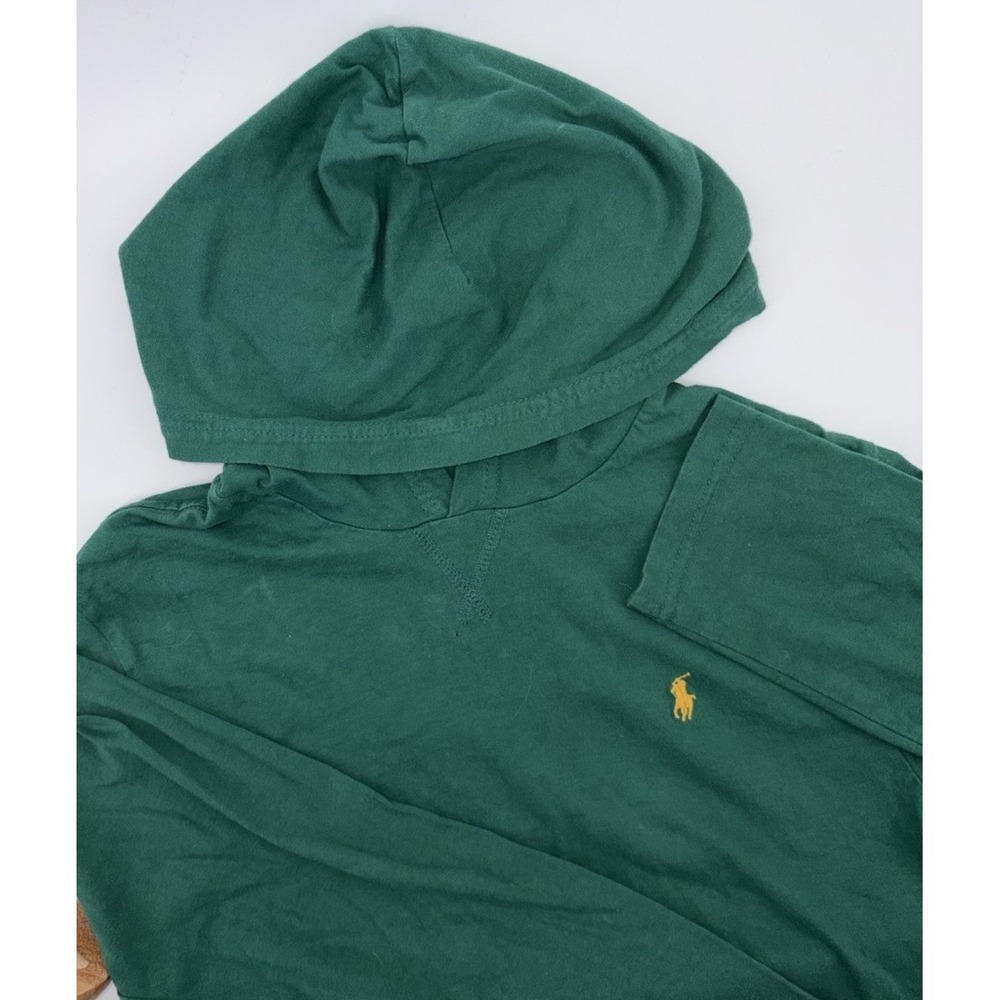 Polo Ralph Lauren Youth Large 14-16 Green‎ Hooded Long Sleeve T-Shirt Flaw